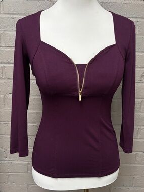 Cache  Deep Plum  Zip Front Top XS
